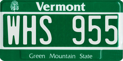 VT license plate WHS955