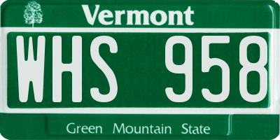 VT license plate WHS958