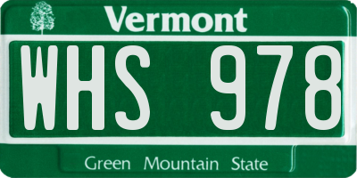 VT license plate WHS978