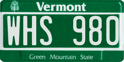 VT license plate WHS980