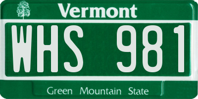VT license plate WHS981