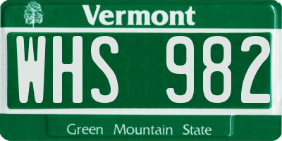 VT license plate WHS982