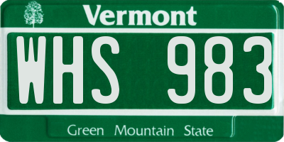 VT license plate WHS983