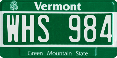 VT license plate WHS984