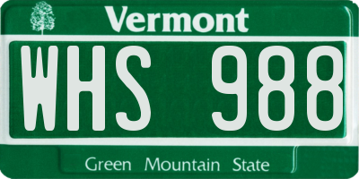 VT license plate WHS988