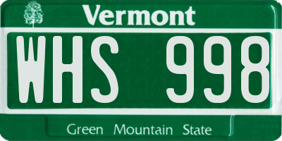 VT license plate WHS998