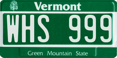 VT license plate WHS999