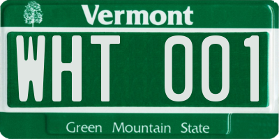 VT license plate WHT001