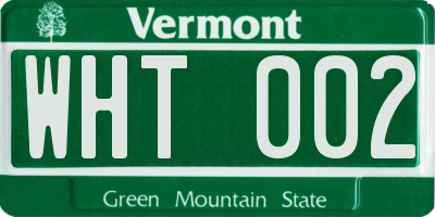 VT license plate WHT002
