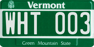 VT license plate WHT003