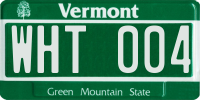 VT license plate WHT004