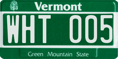 VT license plate WHT005