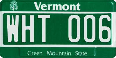 VT license plate WHT006