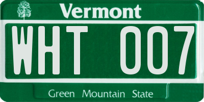 VT license plate WHT007