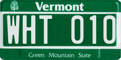 VT license plate WHT010