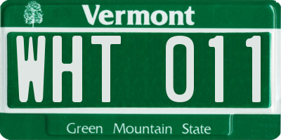 VT license plate WHT011