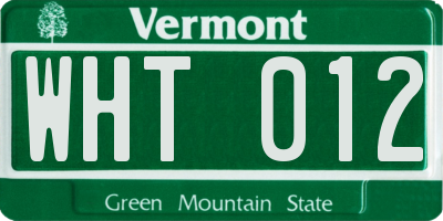 VT license plate WHT012