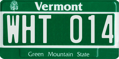 VT license plate WHT014