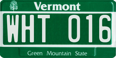 VT license plate WHT016