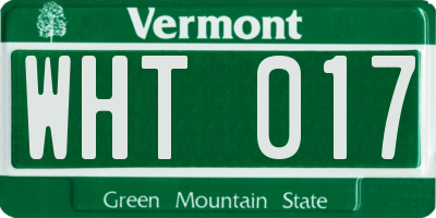 VT license plate WHT017