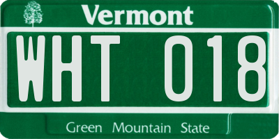 VT license plate WHT018