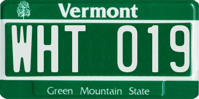VT license plate WHT019