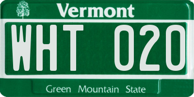 VT license plate WHT020