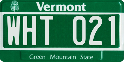 VT license plate WHT021