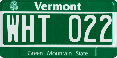 VT license plate WHT022