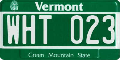 VT license plate WHT023