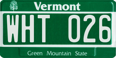 VT license plate WHT026