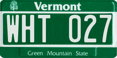 VT license plate WHT027