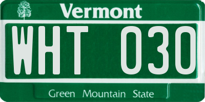 VT license plate WHT030