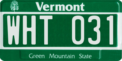 VT license plate WHT031
