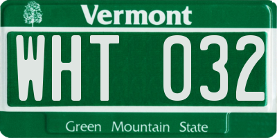 VT license plate WHT032