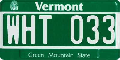 VT license plate WHT033