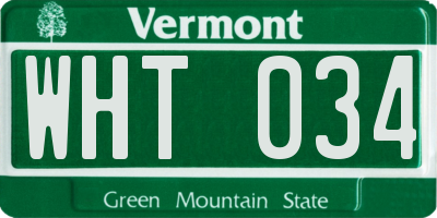 VT license plate WHT034