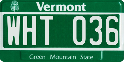 VT license plate WHT036