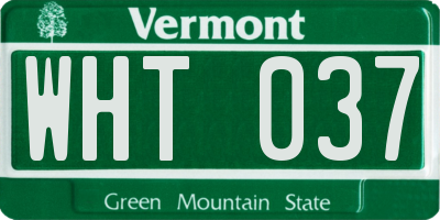 VT license plate WHT037
