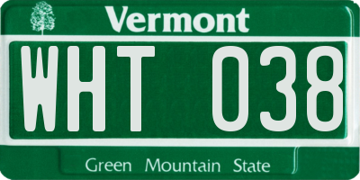 VT license plate WHT038