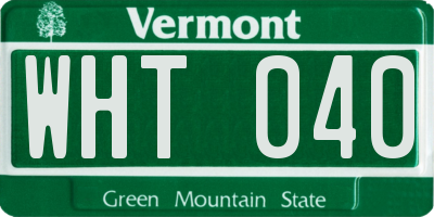 VT license plate WHT040