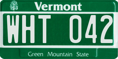 VT license plate WHT042