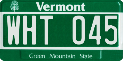 VT license plate WHT045