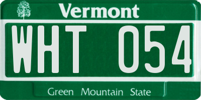 VT license plate WHT054