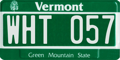 VT license plate WHT057