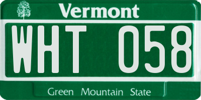 VT license plate WHT058