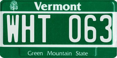 VT license plate WHT063