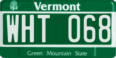 VT license plate WHT068