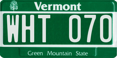 VT license plate WHT070