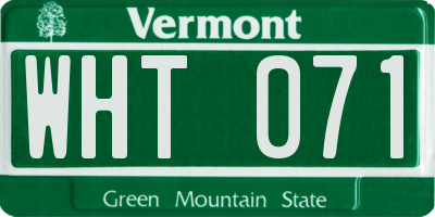 VT license plate WHT071